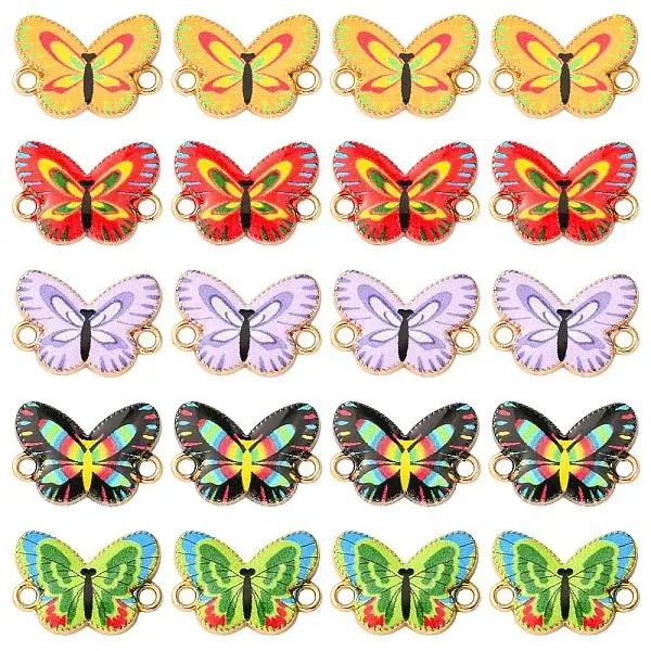 50Pcs 5 Colors Printed Alloy Connector Charms