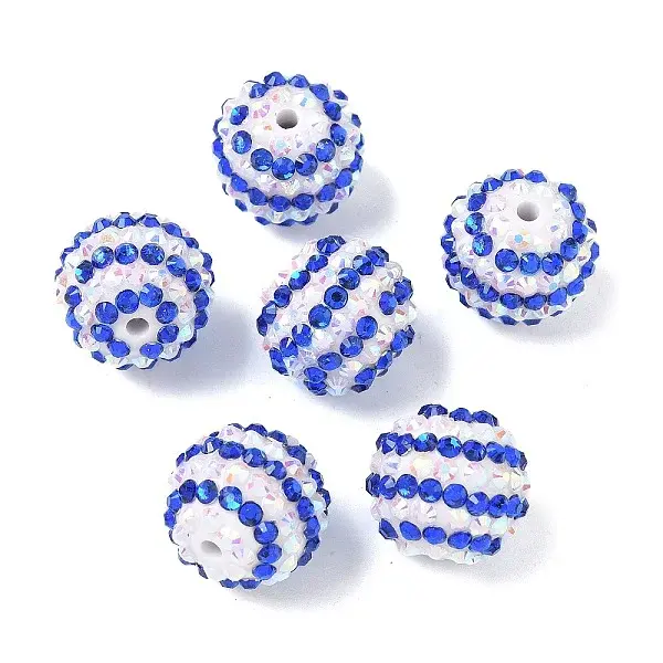 Striped Resin Rhinestone Beads