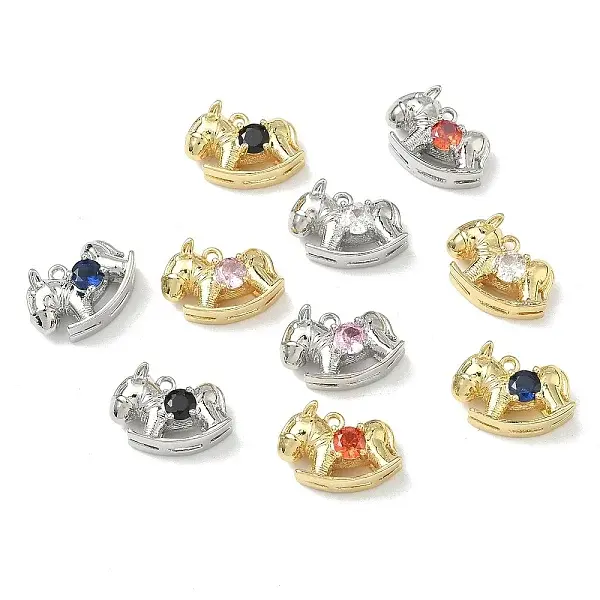 Brass Micro Pave Cubic Zirconia Pendants
