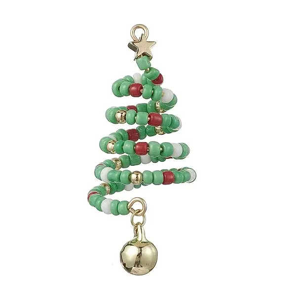 Glass Seed Beaded Christmas Tree Big Pendants