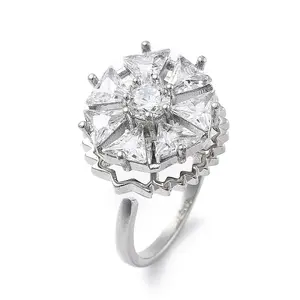 Gear Rotatable Open Cuff Rings for Women