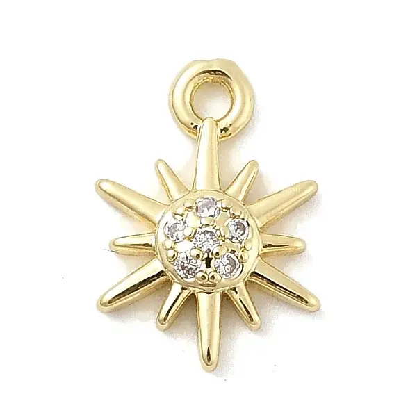 Brass Micro Pave Clear Cubic Zirconia Charms