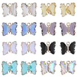 32Pcs 8 Colors Brass with Glass Charms