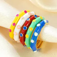 Brass Enamel Cuff Open Rings