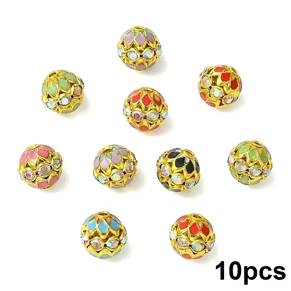 10Pcs Brass Enamel Beads