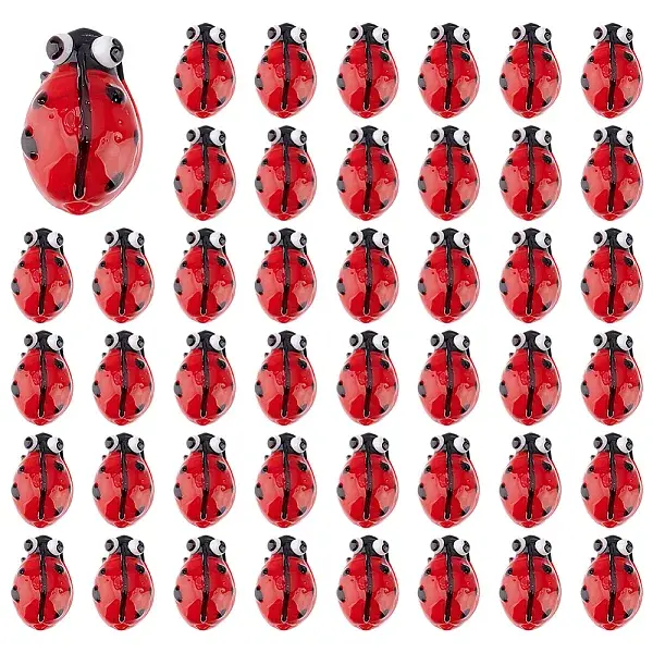 45Pcs Ladybug Handmade Lampwork Beads