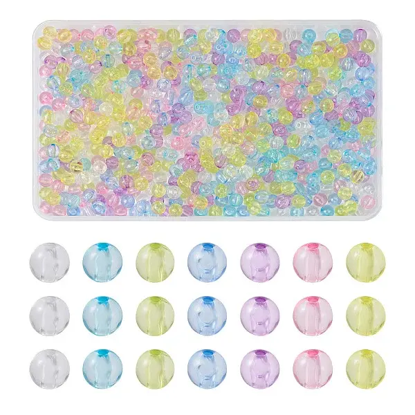 560Pcs 7 Colors Transparent Acrylic Beads
