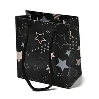 Star Print Paper Gift Tote Bags with Cotton Handles