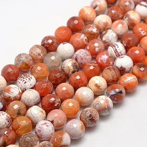 Natural Fire Crackle Agate Beads Strands