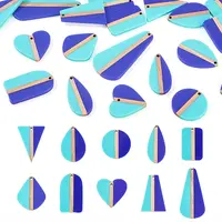 20Pcs 10 Styles Opaque Resin & Natural Wood Pendants