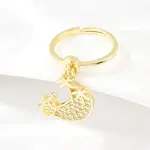 Adjustable Brass Micro Pave Cubic Zirconia Pendant Finger Rings for Women