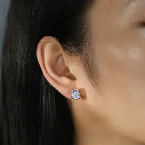 925 Sterling Silver Micro Pave Clear Cubic Zirconia Stud Earrings