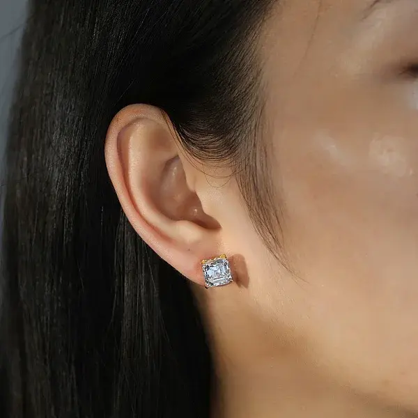 925 Sterling Silver Micro Pave Clear Cubic Zirconia Stud Earrings