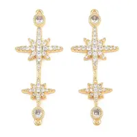 Brass Micro Pave Clear Cubic Zirconia Connector Charms