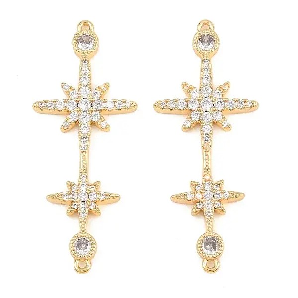 Brass Micro Pave Clear Cubic Zirconia Connector Charms