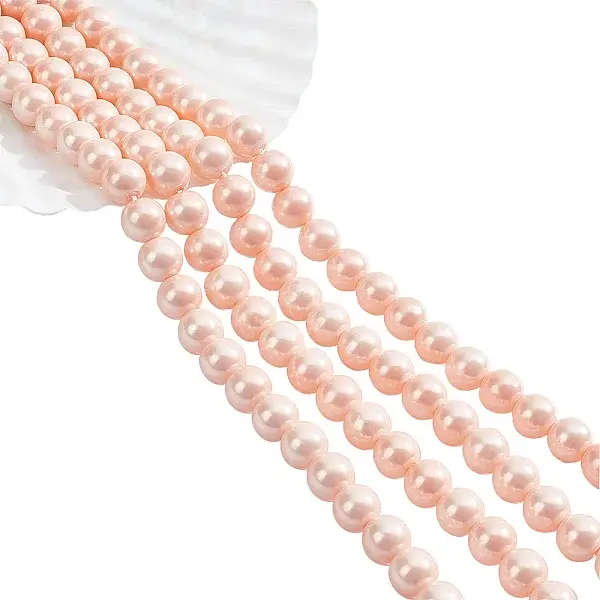 2 Strands Electroplated Shell Pearl Beads Strands