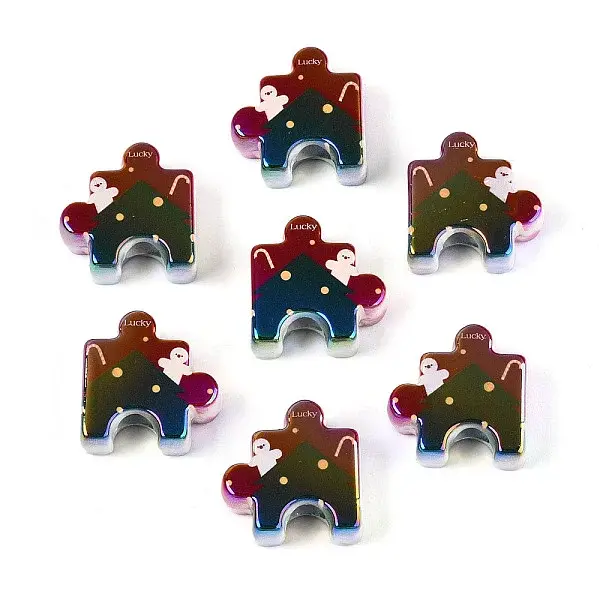 UV Plating Opaque Printed Acrylic European Beads