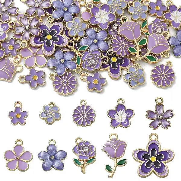 40Pcs 10 Style Alloy Enamel Pendants