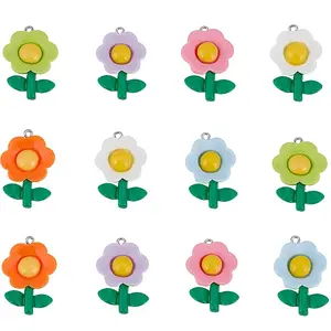 36Pcs 6 Colors Opaque Resin Pendants