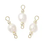 Natural Freshwater Pearl with Synthetic Non-magnetic Hematite Potato Connector Charms