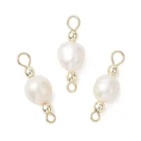 Natural Freshwater Pearl with Synthetic Non-magnetic Hematite Potato Connector Charms