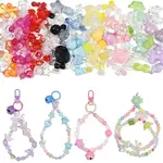 DIY Heart & Flower & Round Acrylic Beads & Alloy Keychain Making Kits
