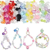 DIY Heart & Flower & Round Acrylic Beads & Alloy Keychain Making Kits