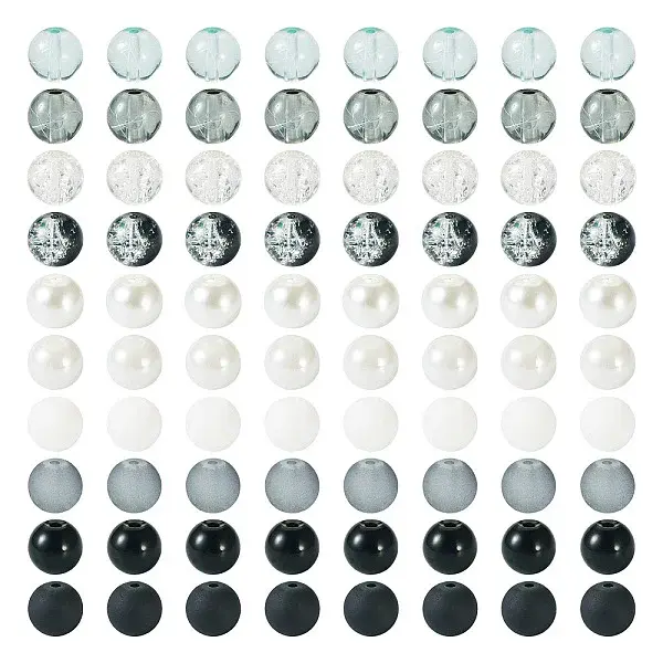 200Pcs 10 Style Round Glass Beads