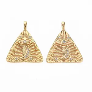 Brass Micro Pave Clear Cubic Zirconia Pendants