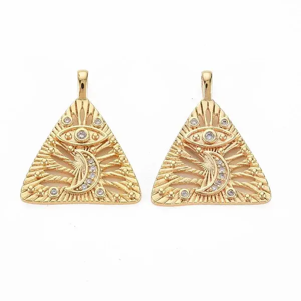Brass Micro Pave Clear Cubic Zirconia Pendants