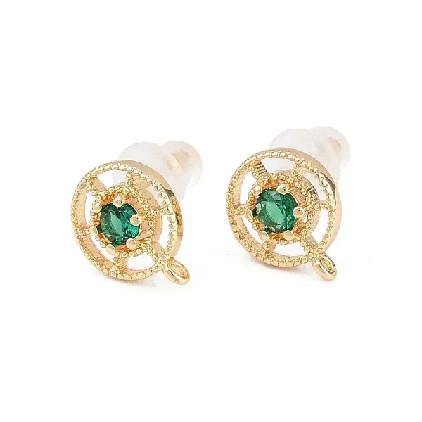 Brass Cubic Zirconia Stud Earring Findings