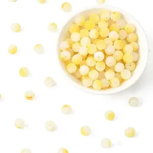 200G Frosted Baking Painted Crackle Glass Beads with Glitter Powder