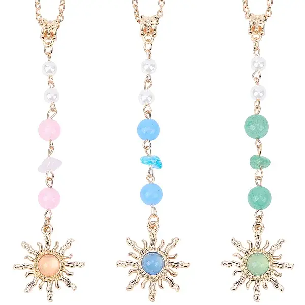 3Pcs 3 Colors Zinc Alloy Sun Pendant Decorations