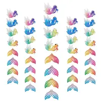 48Pcs 2 Style Transparent UV Printed Acrylic Pendants