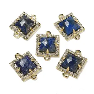 Natural Lapis Lazuli Faceted Square Links