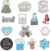 14Pcs 14 Styles Black Alloy Chemistry Theme Brooches