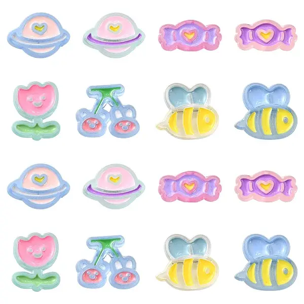32Pcs 8 Style Transparent Acrylic Beads
