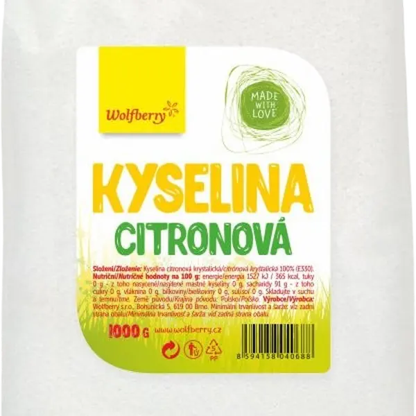 WOLFBERRY Kyselina citronová sáček 1000 g