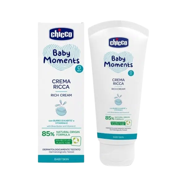 CHICCO Vyživující krém Baby Moments 85% přírodních složek, 0m+, 100 ml