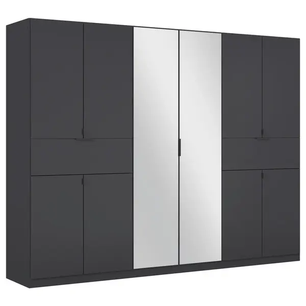 Rauch Möbel ŠATNÍ SKŘÍŇ S OTOČNÝMI DVEŘMI, šedá, barvy stříbra, 271/210/54 cm