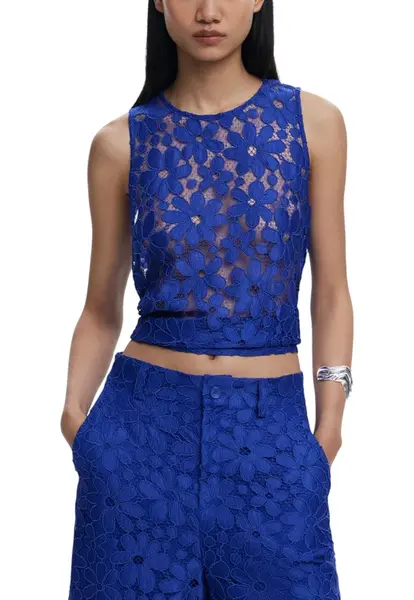 Modrý krajkový top Desigual