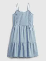 GAP Dětské šaty scalloped tiered denim dress - Holky