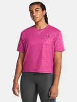 Tmavo ružové dámske športové tričko Under Armour Vanish Energy Emboss Crop SS