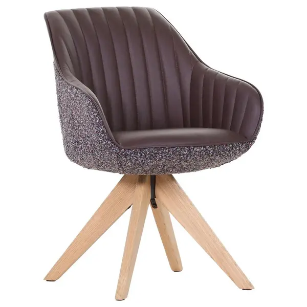 home24 ŽIDLE S PODRUČKAMI, žinylka, vzhled kůže, fialová, barvy dubu