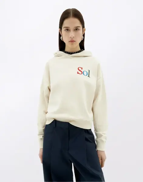 Thinking MU White Hooded Sweatshirt Sun Type Valeria WHITE M