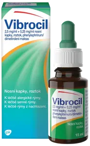 VIBROCIL 2,5mg/ml+0,25mg/ml, nosní kapky při léčbě rýmy 15 ml