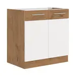 Kuchyňská dřezová skříňka Vigo, dub lancelot/bílý lesk, šířka 80 cm