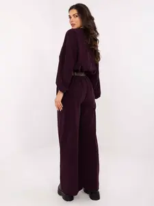 Tmavofialové nohavice s opaskom