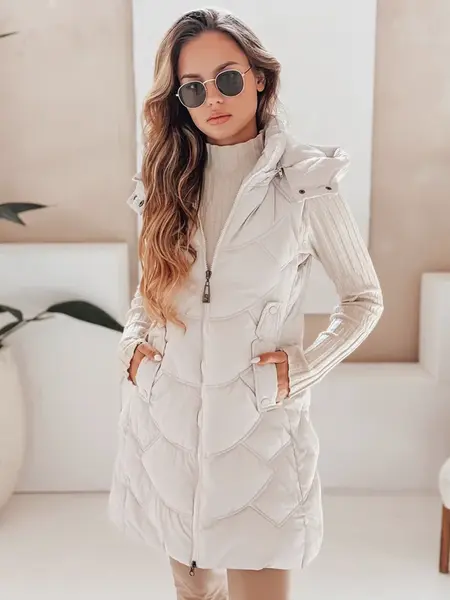 Dámska prešívaná vesta s kapucňou