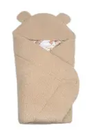 Baránková zavinovačka s kapucňou bavlna/baránok, Teddy - Srnka béžová, hnědá